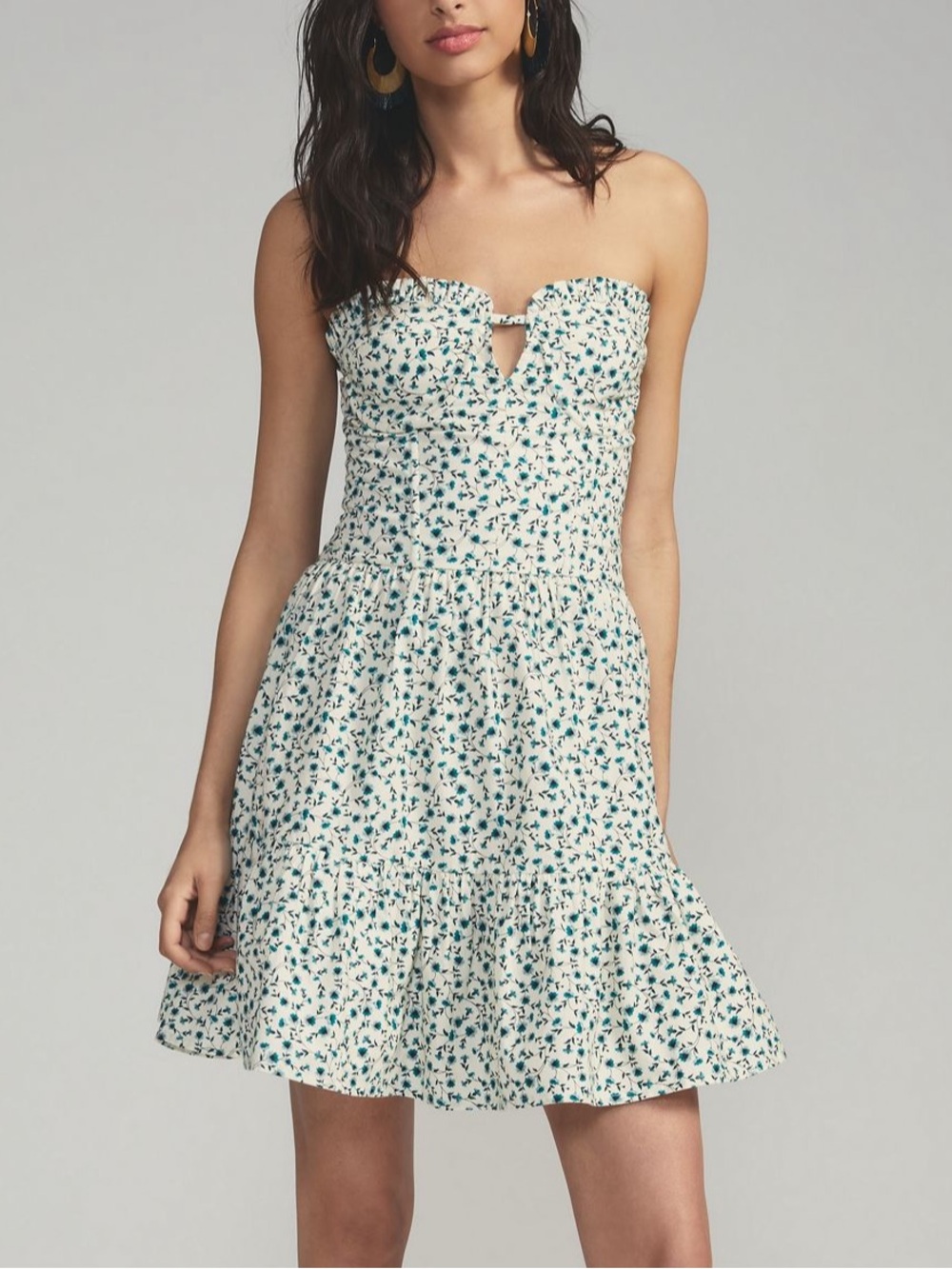 NEW Anthropologie Forever That Girl Strapless Mini Dress Green Floral Size XL